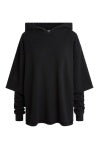 Knit Double Layer Hoodie - Black