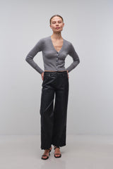 Remi V Neck Cardigan - Grey Melange