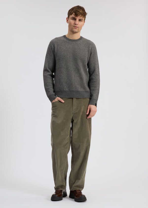 Chevron Wool Knit Crew - Grey