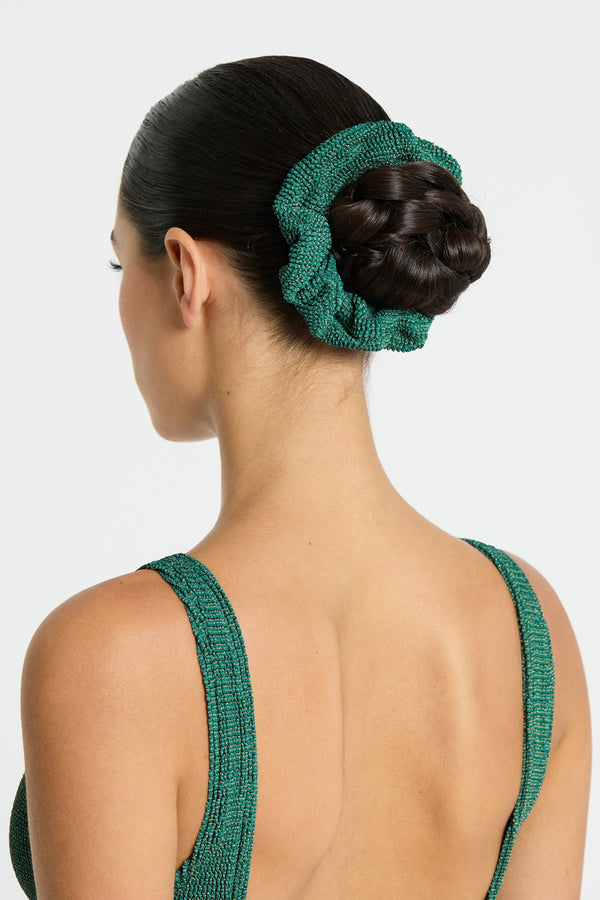 Scrunchie - Bottle Green Lurex