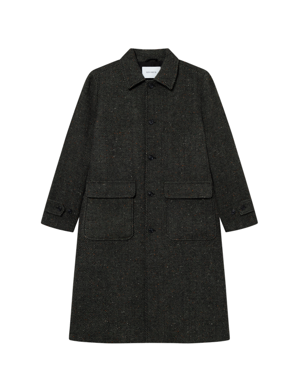 Maximilian Herringbone Coat - Black