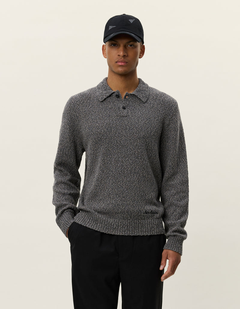 Billy Mouliné Knitted Polo - Grey