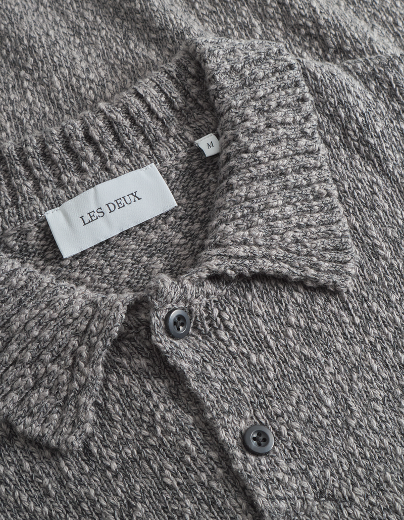 Billy Mouliné Knitted Polo - Grey