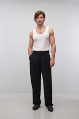 Julian Pleated Trouser - Black - BLVD