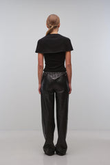 Yuki Short Sleeve Cape Top - Black