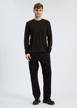 Tech Waffle Henley - Black