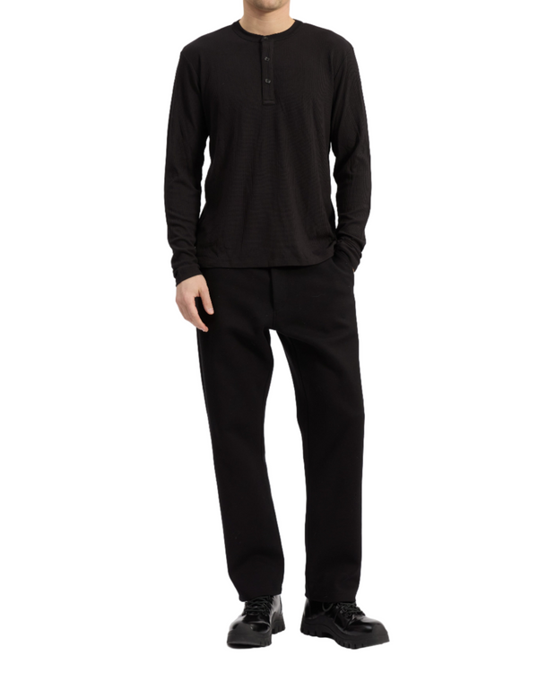 Tech Waffle Henley - Black