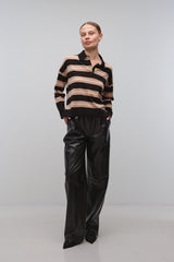 Thames Long Sleeve Polo - Black Multi Stripe