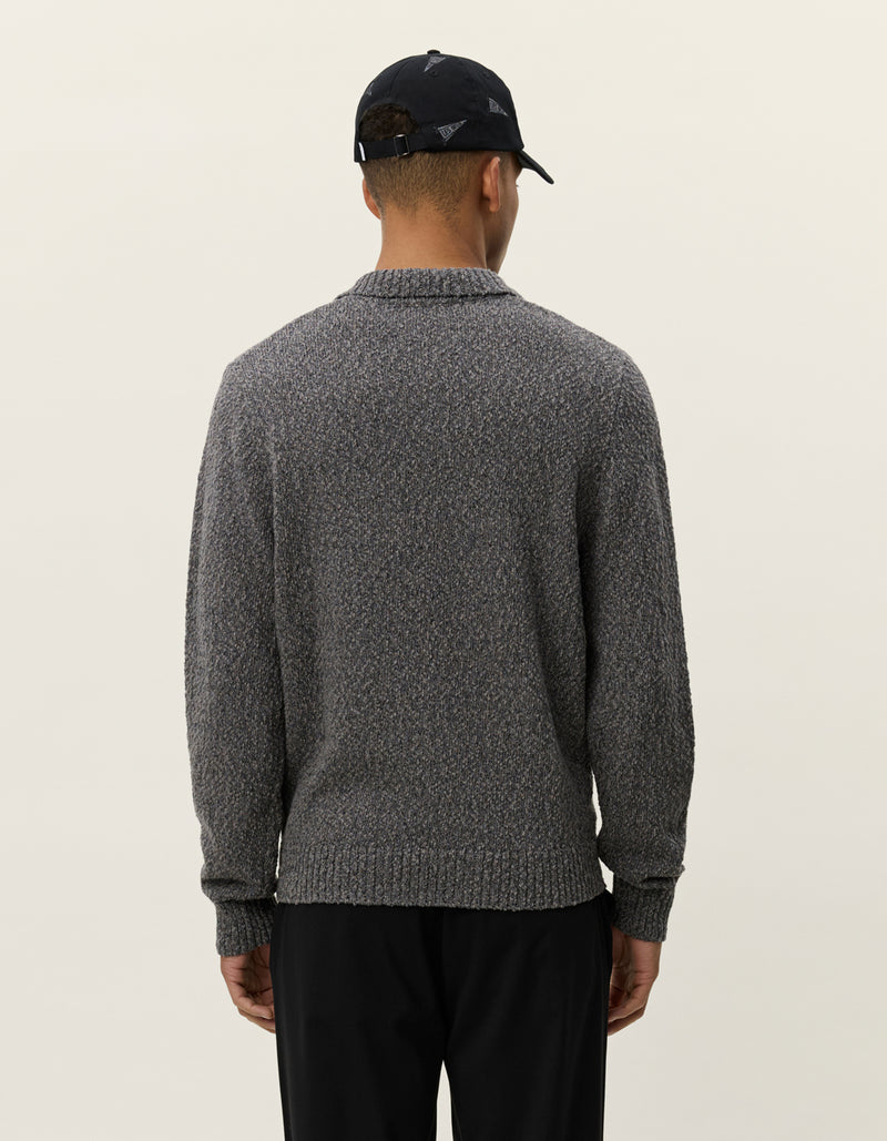 Billy Mouliné Knitted Polo - Grey