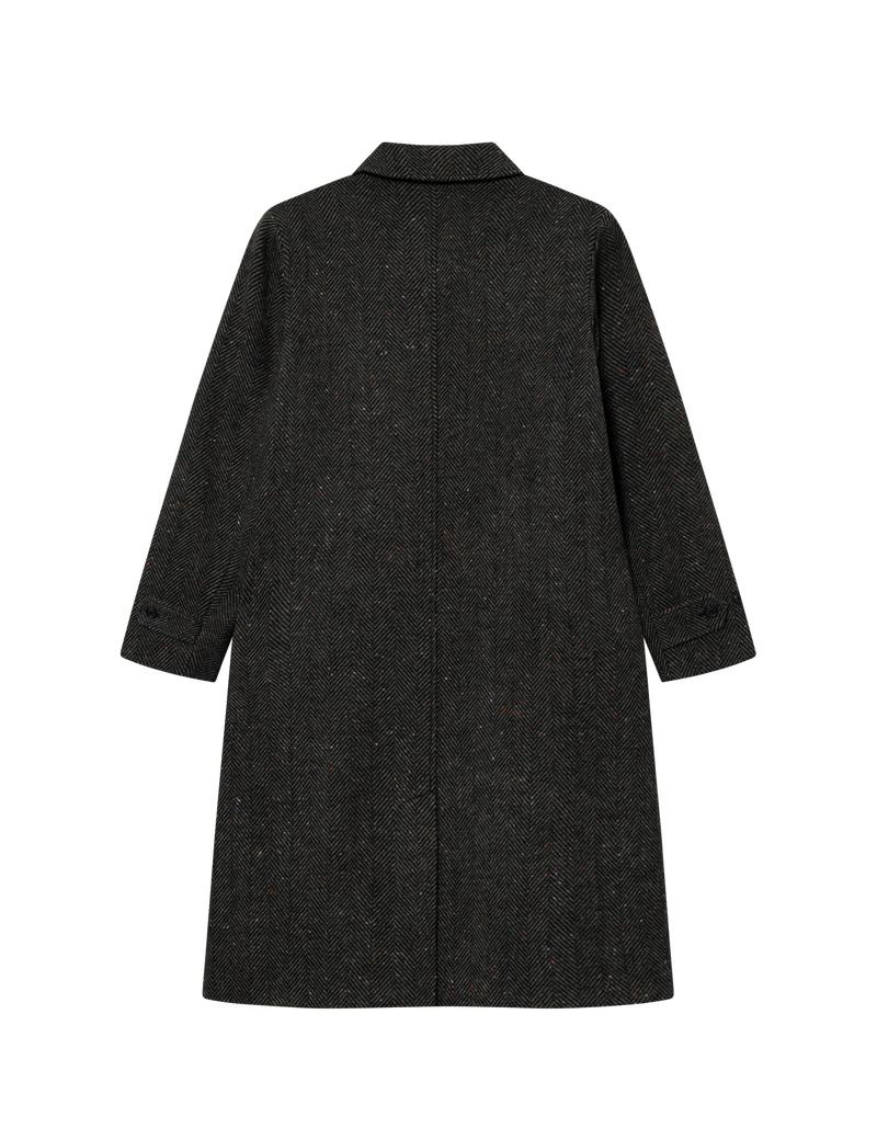 Maximilian Herringbone Coat - Black