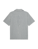 Stripe Cotton-Linen SS Shirt - Dark Denim - BLVD