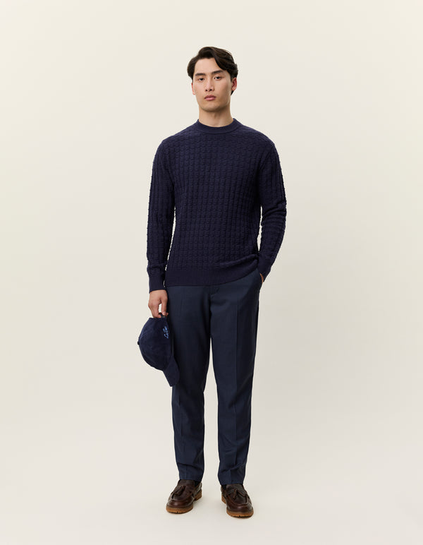 Gustav Squared Structure Knit - Dark Navy