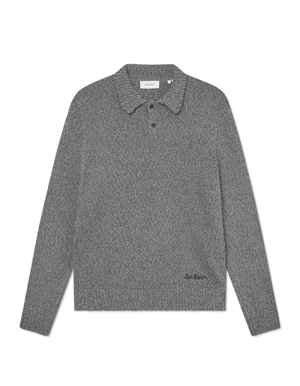 Billy Mouliné Knitted Polo - Grey