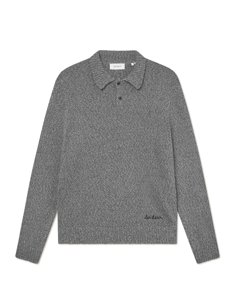 Billy Mouliné Knitted Polo - Grey