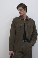 Michael Utility Suede Overshirt - Ivy