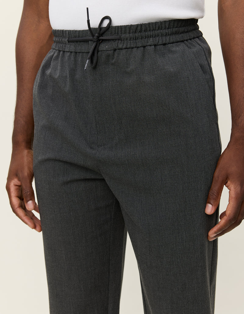 Como Tapered Textured Pants - Dark Grey