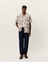 Lesley Flower Jacquard SS Shirt - Ivory - BLVD