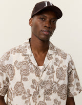 Lesley Flower Jacquard SS Shirt - Ivory - BLVD