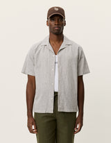 Lukas Stripe Cotton Linen SS Shirt - Teak - BLVD