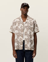 Lesley Flower Jacquard SS Shirt - Ivory - BLVD