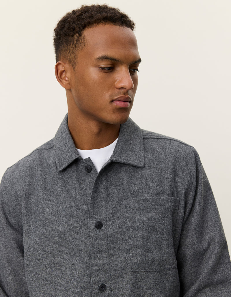 Layton Mouliné Overshirt - Grey