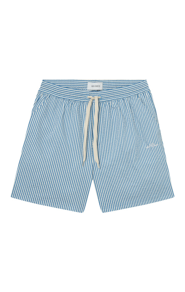 Stan Seersucker Swim Shorts - Light Blue