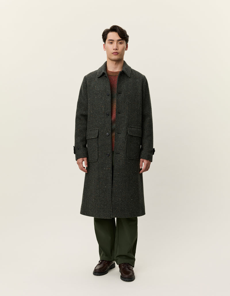 Maximilian Herringbone Coat - Black