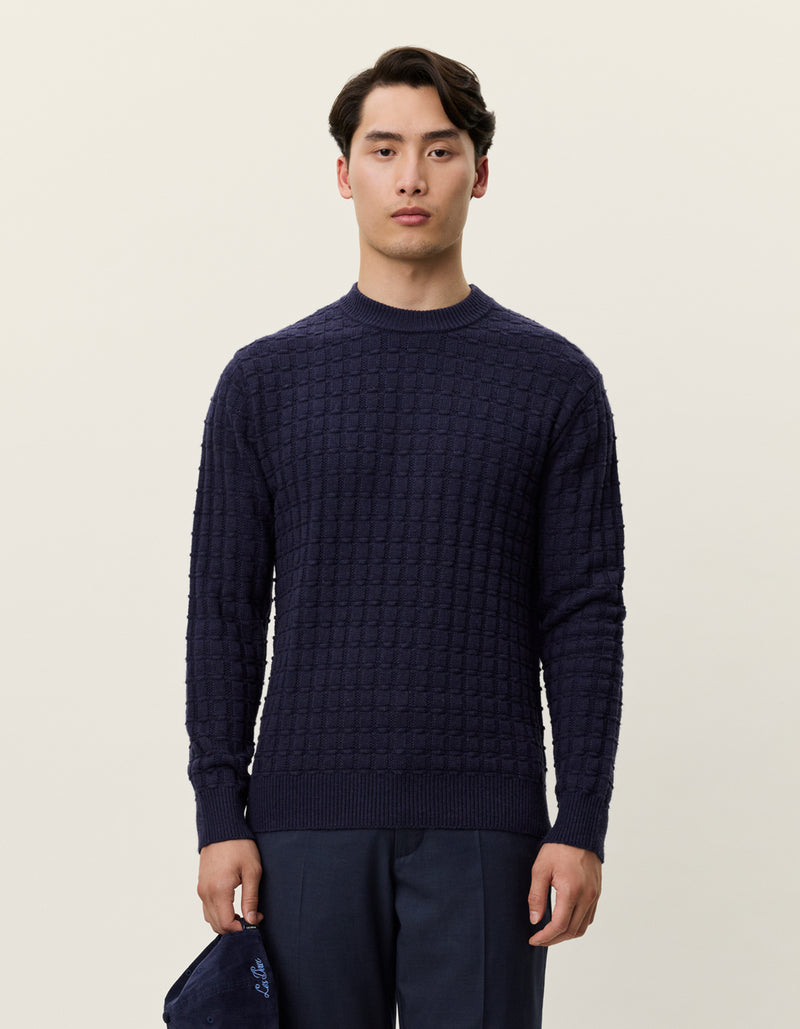 Gustav Squared Structure Knit - Dark Navy