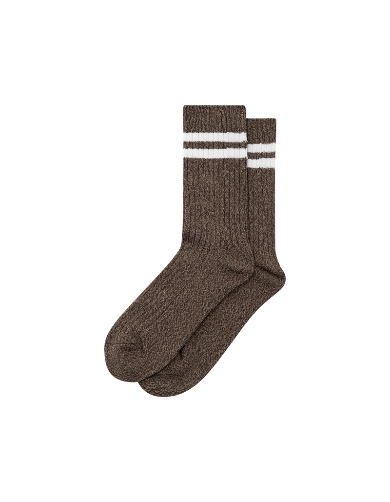 Striped Melange Socks - Brown