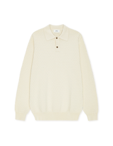 Check Structure Knitted LS Polo - Light Ivory