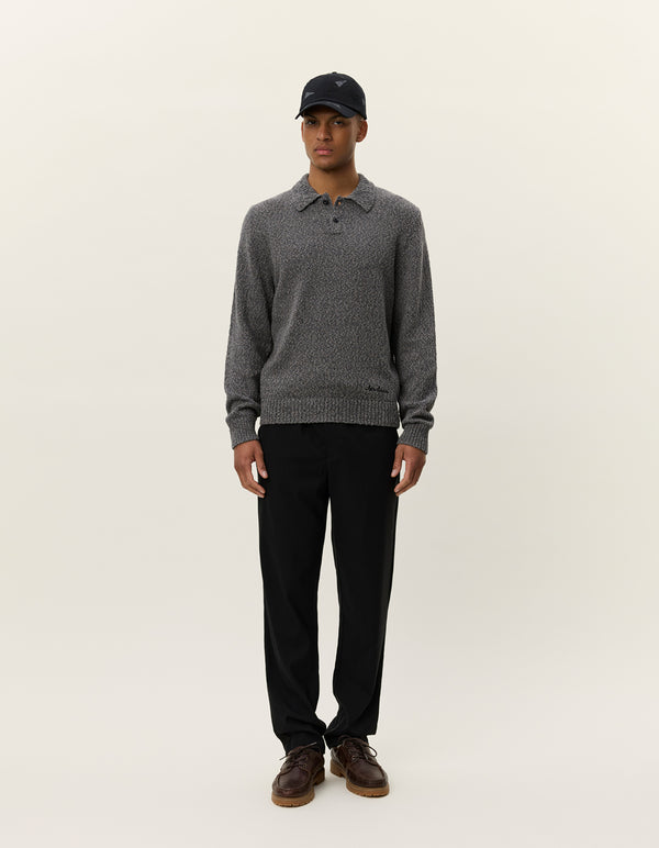 Billy Mouliné Knitted Polo - Grey
