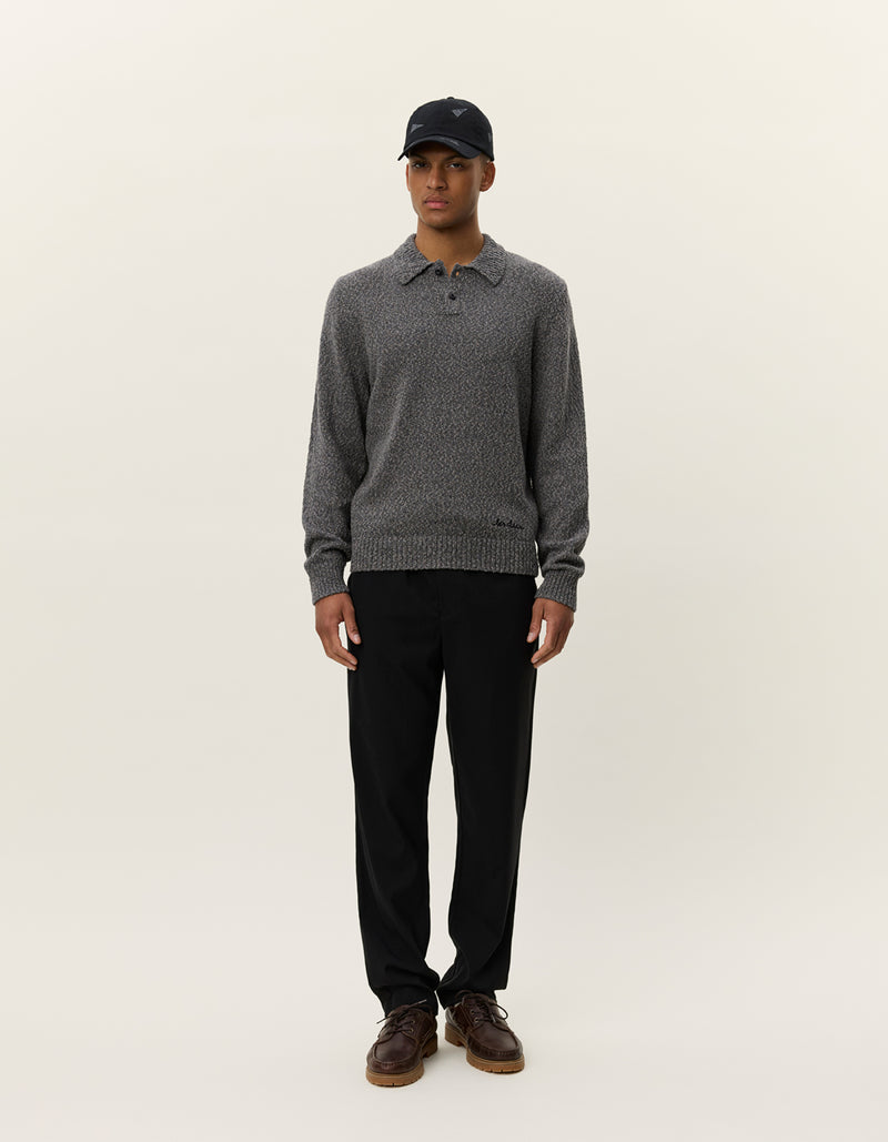 Billy Mouliné Knitted Polo - Grey