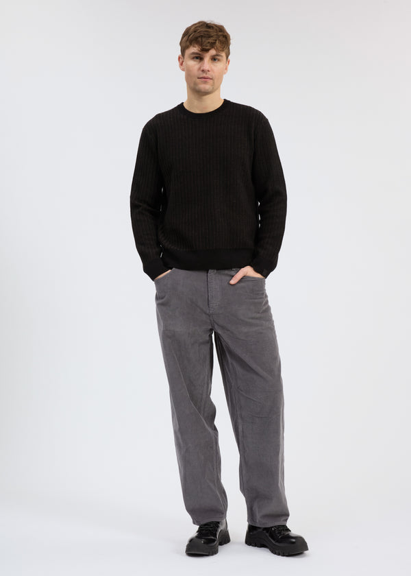 Chevron Wool Knit Crew - Black