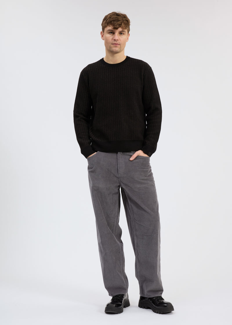 Chevron Wool Knit Crew - Black