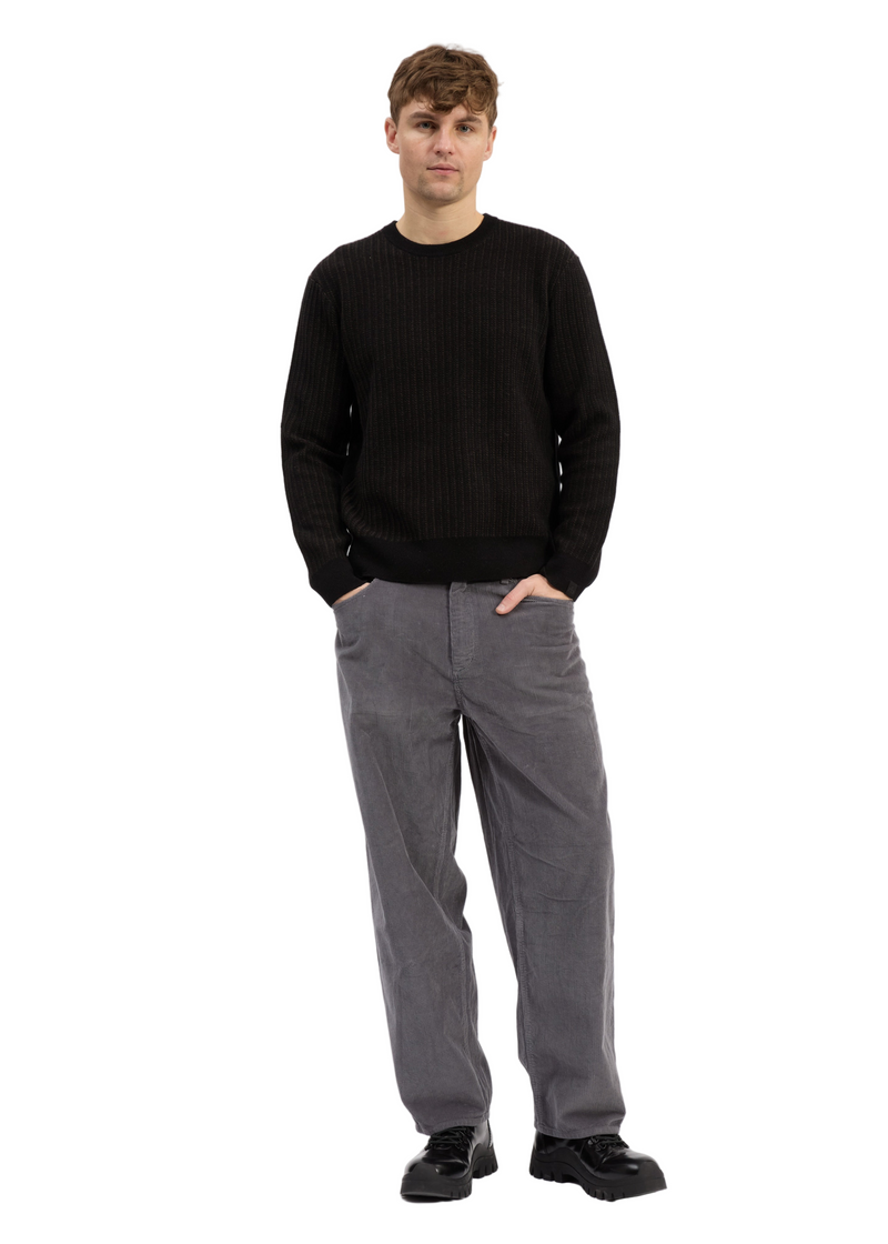 Chevron Wool Knit Crew - Black