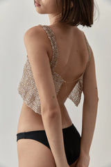 Beaded Cami Top - White Gold