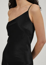 Asymmetrical Maxi Slip Dress - Black