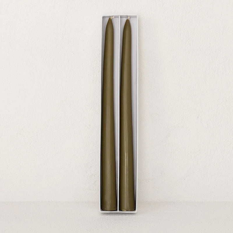 Tapered Candle Pair - Olive