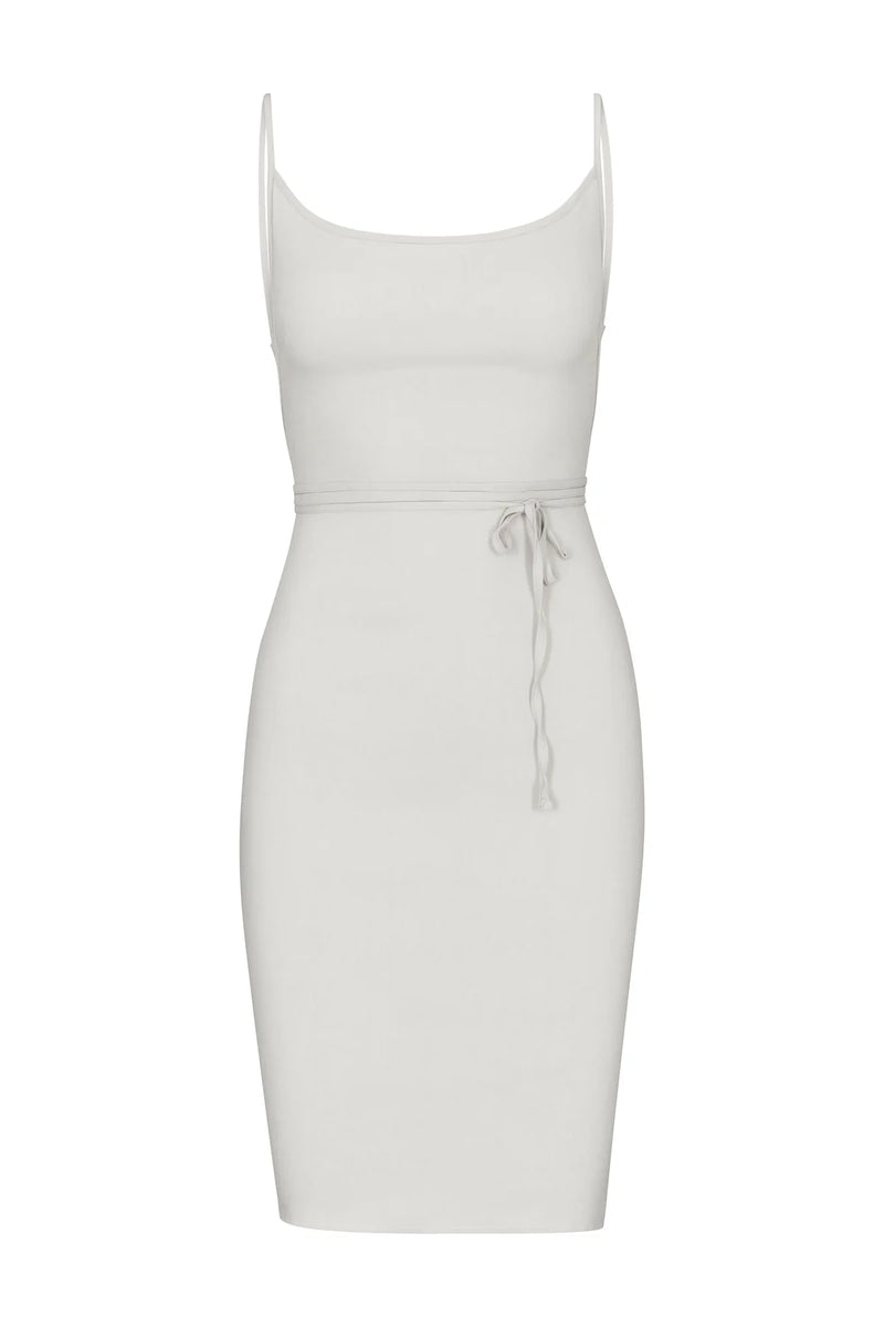 The K.M. Tie Midi Dress - White