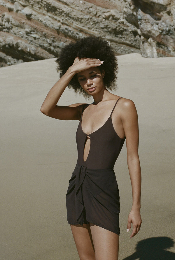 The Wrap Mini Skirt - Espresso