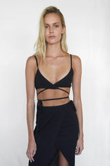 Mass Rib Tie Wrap Bralette - Black - BLVD