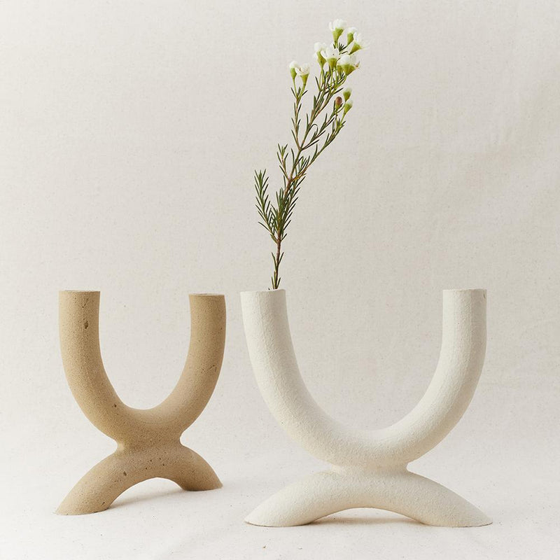 Forevermore Dual Candle Holder - Raw Blanc