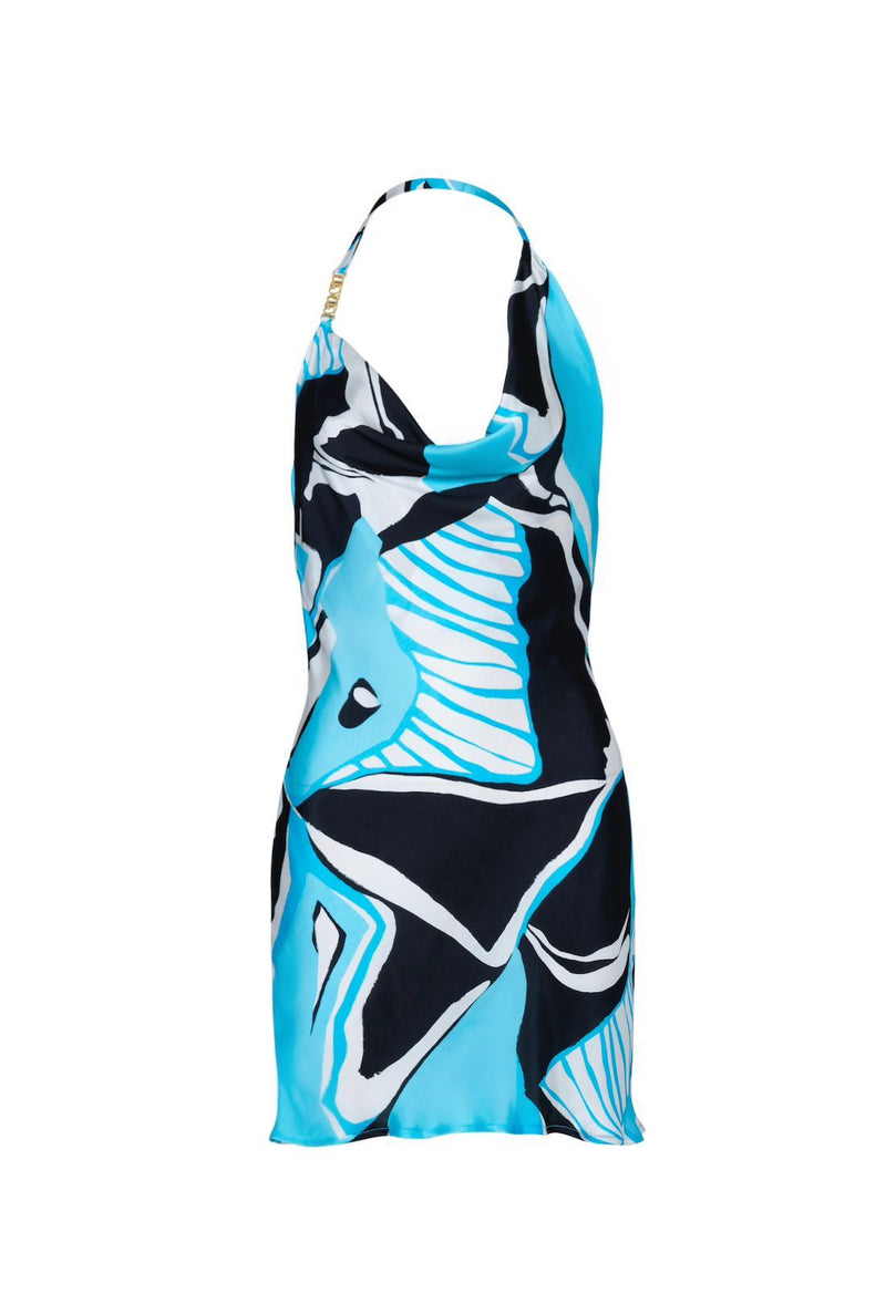 Grenada Cowl Neck Mini Dress - Artifice Aqua