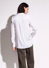 Slim Fitted Stretch-Silk Blouse - Off-White