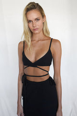 Mass Rib Tie Wrap Bralette - Black - BLVD