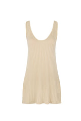 Knitted Cotton Rib Tank - Camel