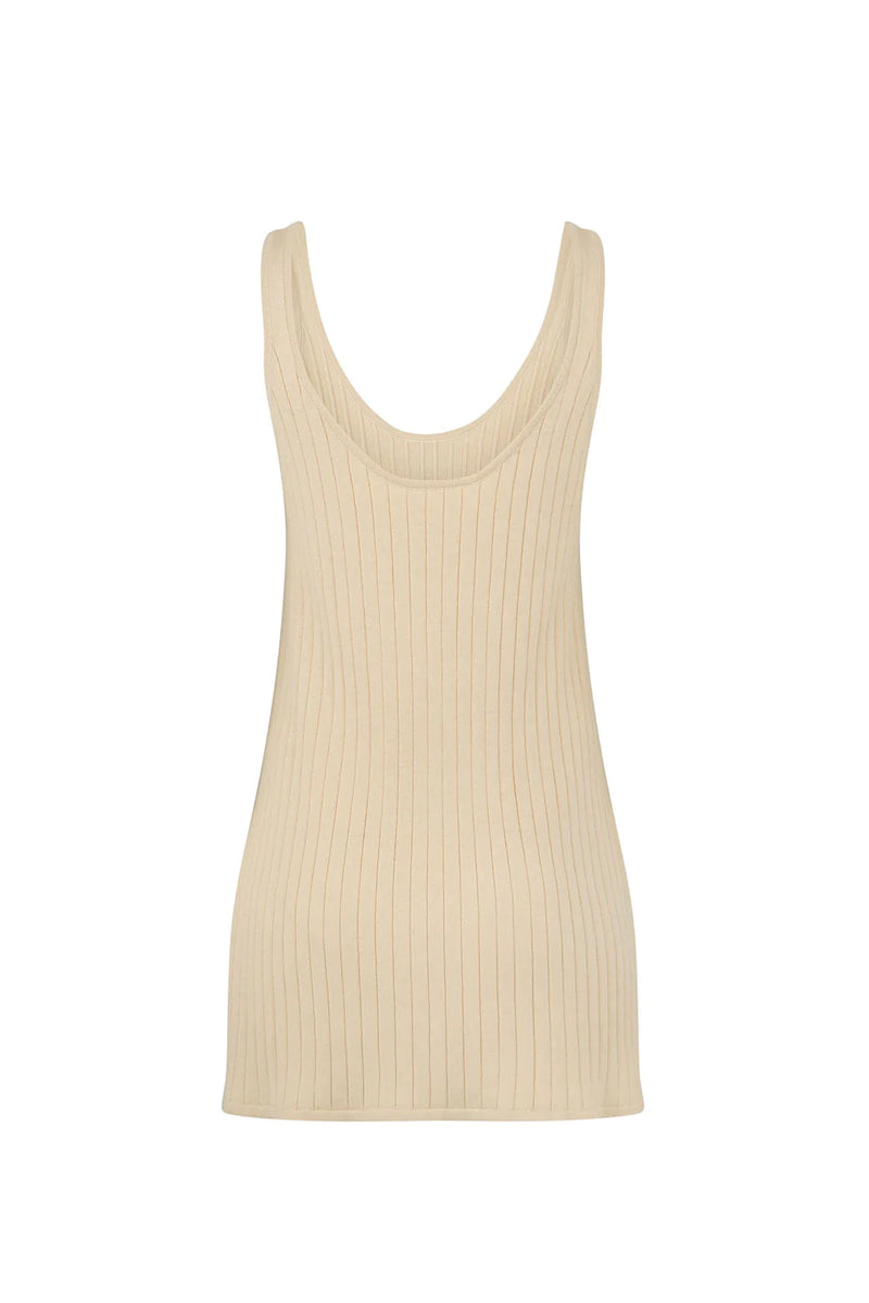 Knitted Cotton Rib Tank - Camel