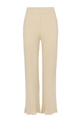 Knitted Cotton Rib Pant - Camel