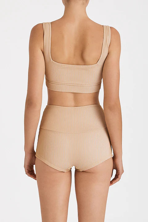 Rib Bralette - Camel Stripe