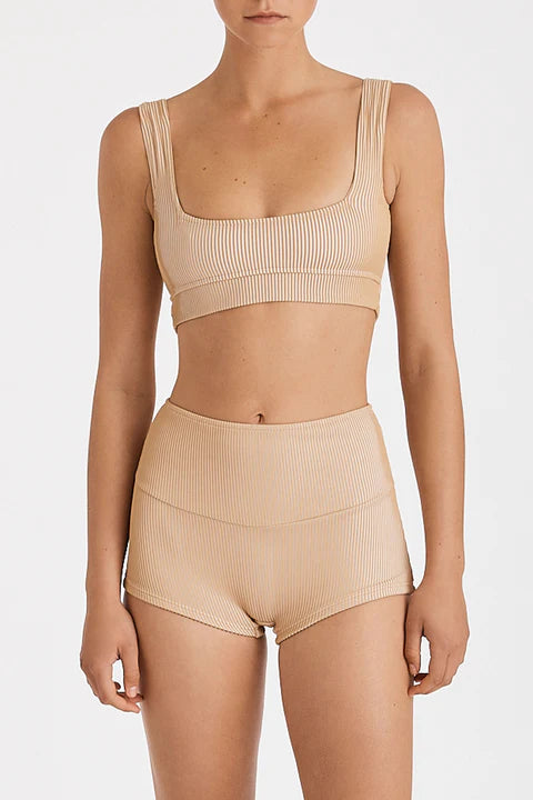 Rib Bralette - Camel Stripe